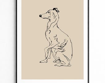 Minimalist Dog Line Drawing Print, Elegant Dog Art, Neutral Wall Art, Modern Animal Illustration, Digital Download