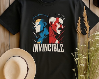 Invincible Shirt, Invincibles vs Omni-Man Shirt, Omni Man Shirt, Superhero Father vs Son Tee, Vintage Comic Style Fan Shirt of Omni and Mark