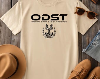 ODST Orbital Drop Shock Trooper Shirt – UNSC Military Sci-Fi Tee, Tactical Gamer Shirt, Halo-Inspired ODST Emblem, Unisex Gaming Tee