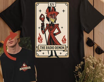 Hazbin Hotel Inspired Alastor Radio Demon Tarot Card Shirt – Hazbin Hotel Demon Overlord Tee Shirt, Front & Back Alastor Design