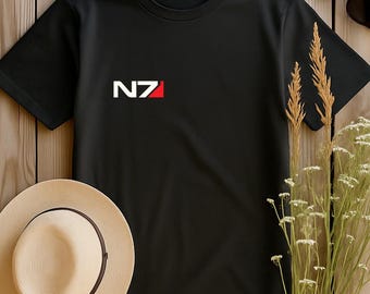 Mass Effect N7 Inspired Shirt, Minimalist Logo Shirt, Sci-Fi Gamer Tee, Clean Red/White Emblem, Geeky Gift for Gamers & Cosplay Fans