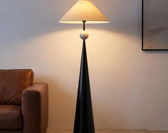 Moderne Walnuss Holz Stehlampe - Französisch Mittelalter inspirierte Stehlampe - Skandinavische Stoffschirm LED Leuchte für Schlafzimmer