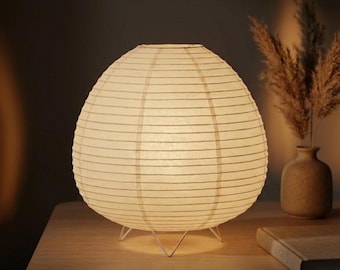 Japanese Rice Paper Table Lamp – Minimalist Bedroom Lantern