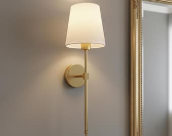 Oplaadbare moderne wandkandelaar – draadloze stoffen lampenkap bedlamp