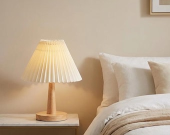 Nordic Pleated Table Lamp, USB Bedside Light