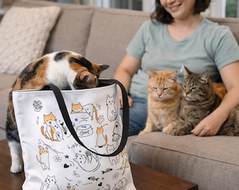 Bolsa de mano con muchos gatitos, ideal para amantes de los gatos, ideal para el día a día, para mamás de gatos y amantes de las mascotas.
