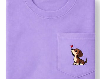 Comfort Colors Dachshund Pocket Tee, Weiner Dog Lover Gift