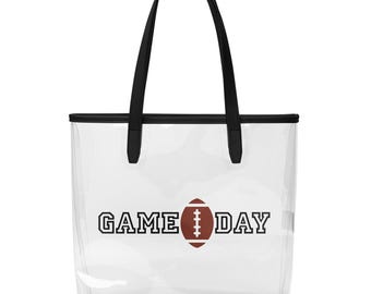 Clear Stadium Tote Bag, Football Graphic, Game Day Approved