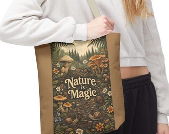 Whimsical Forest Scene Tote Bag, Nature Lover Gift