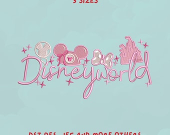 Disney-Inspired Embroidery Design | Magical Theme Embroidery File | Bow Castle Balloon | Trendy Design