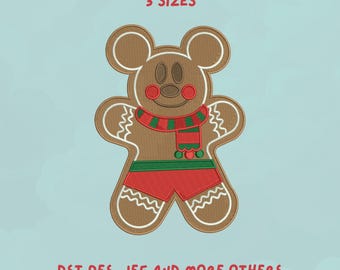 Christmas Gingerbread Embroidery Design | Cute Holiday Cookie Design | Mouse Man Trendy Embroidery Design