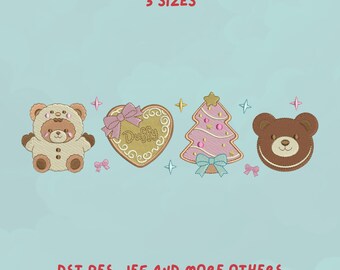 Duffy and Friends Christmas Embroidery Design | Cookie Embroidery Design | Disney Bear Holiday Trendy Embroidery Design | Pastel Christmas