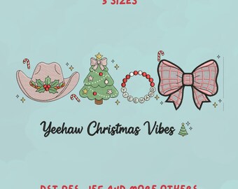 Yeehaw Christmas Embroidery Design | Western Christmas Design | Cowgirl Holiday | Southern Christmas Trendy Embroidery Design