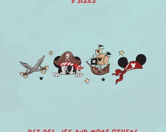 Pirate Micky Mouse Disney Embroidery Design | Pirate Ship & Hat Embroidery File | Pirate | Trendy Design