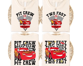 Two Fast Pit Crew Lightning McQueen Birthday Shirt, Family Matching Disney Cars Birthday Shirt, Disney Birthday Boy Tee,WDW Birthday Boy Tee