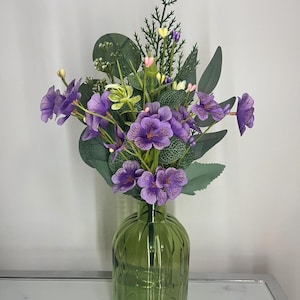 February Artificial Birth Flower Bouquet - Violet, Iris, Primrose