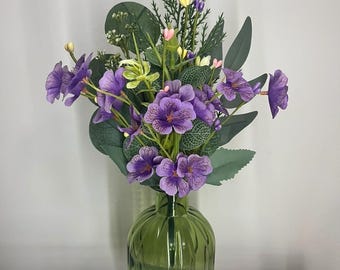 February Artificial Birth Flower Bouquet - Violet, Iris, Primrose