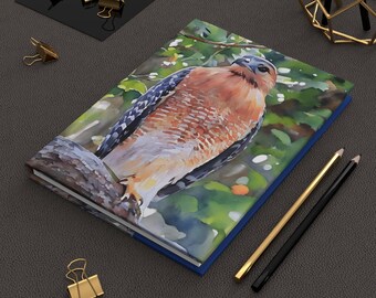 Diario de tapa dura de halcón de hombros rojos / Cuaderno de aves silvestres