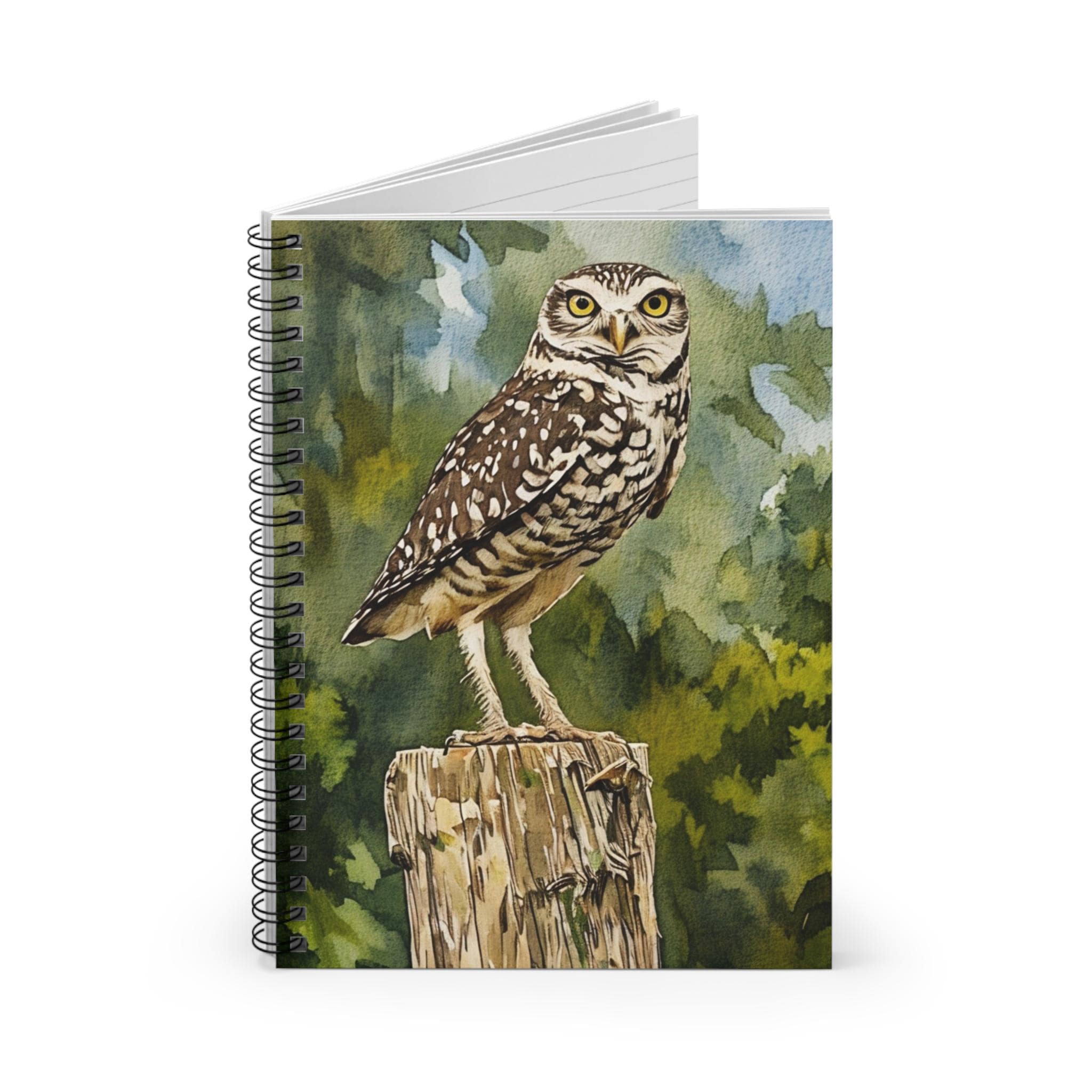 Burrowing Owl Spiral Notebook, Ruled Lined Journal | Wildlife Nature Illustration