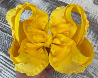 Yellow Twisted Boutique Bow with Ruffles