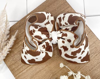Brown/White cow print Twisted Boutique Bow