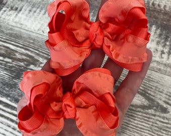 3” piggies Coral Twisted Boutique Bows