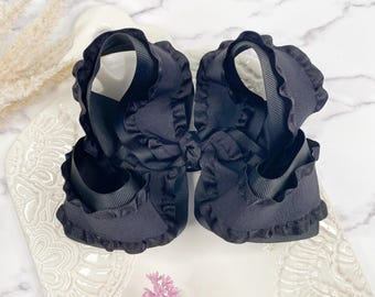 Black Twisted Boutique Bow with Ruffles