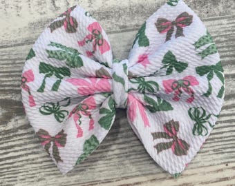 Pink & Green bow print 5” bow