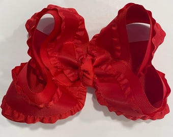 Red Twisted Boutique Bow with Ruffles