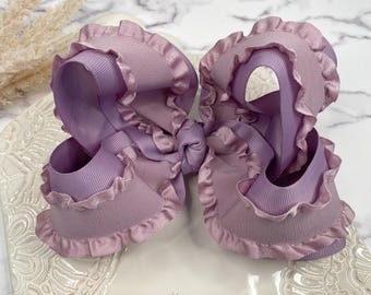 Dusty Purple Twisted Boutique Bow with Ruffles