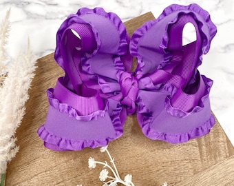 Purple Twisted Boutique Bow with Ruffles
