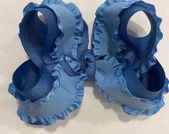 Antique Blue Twisted Boutique Bow with Ruffles