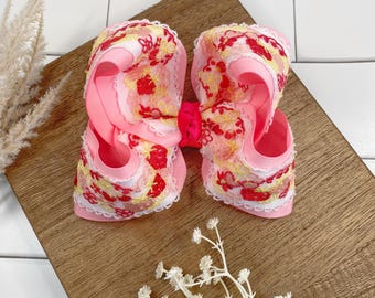 Cherries and Strawberries Twisted Boutique Bow with Ruffles