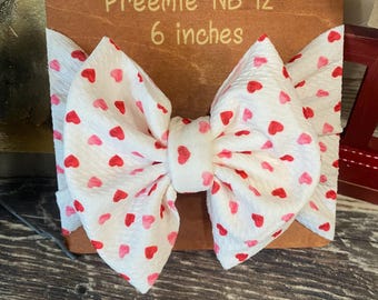 Pink/red hearts bow style head wrap
