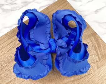 Royal Blue Twisted Boutique Bow with Ruffles