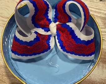 Large Red, White, & Blue Twisted Boutique Bow