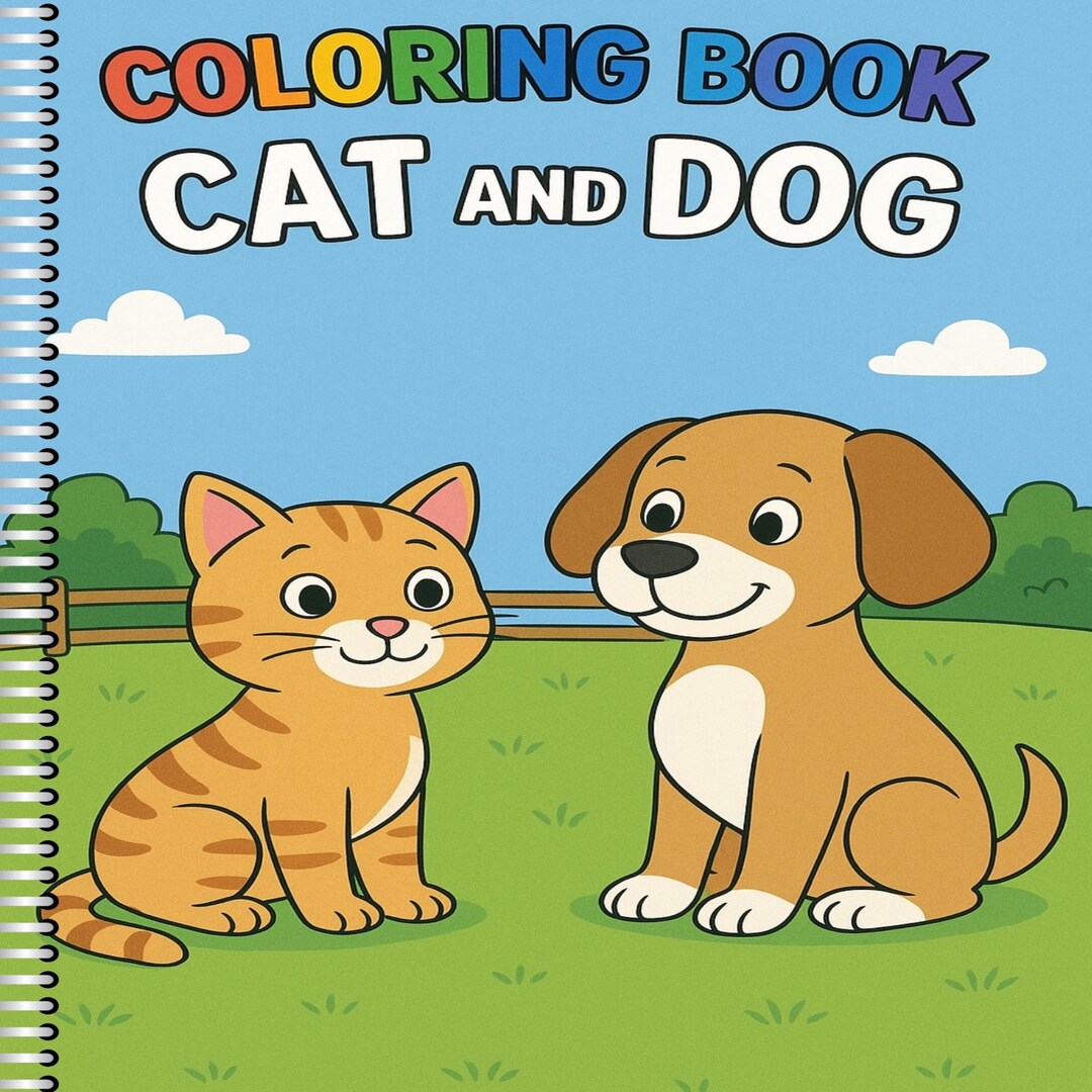 Digital Coloring Book — 100 Printable Pages of Cats & Dogs. Instant ...