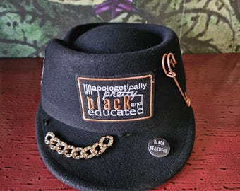 Wool Cadet Hat, BLESSED in Black Korean Fashion