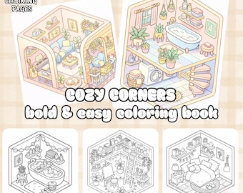 Cozy corners coloring pages, 38 charming home scenes to help you relax,cute printable coloring pages for adults and children (Download PDF)