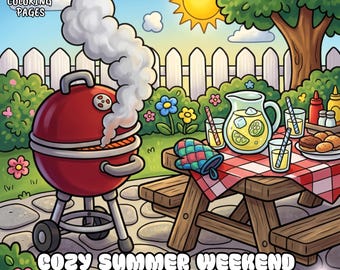 Cozy summer weekend coloring pages bundle, 31 aesthetic weekend vibes coloring book, relaxing coloring pages for adults(PDF)