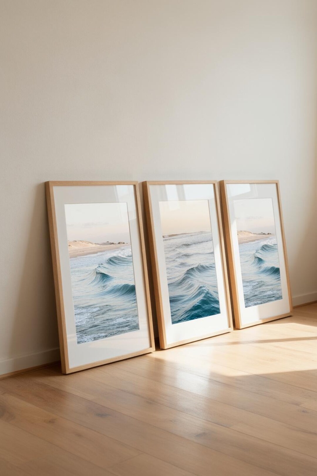 Ocean Wave Wall Art Set of 3 | Scandinavian Neutral Coastal Prints ...