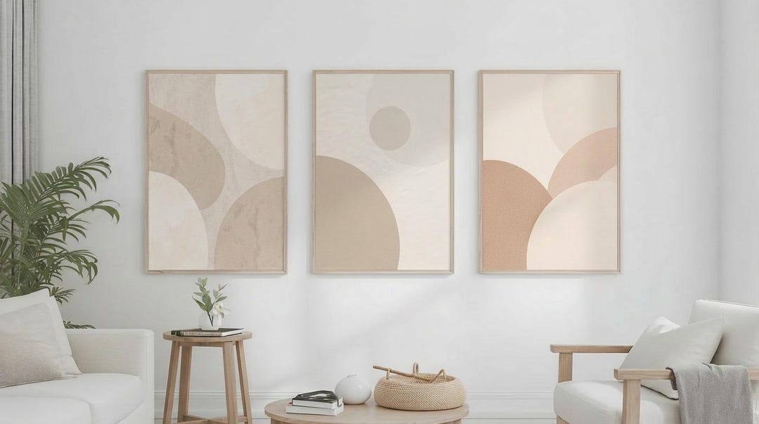 Scandinavian Neutral Wall Art Set of 3 | Beige Minimalist Prints ...