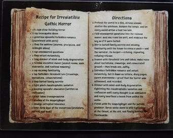 Gothic Horror Recipe Cutting Board | Victorian Spellbook Decor (15.50" x 11.25")