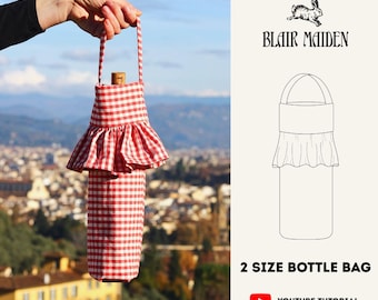 Ruffle Bottle Bag Sewing Pattern for Wine & Tumbler PDF | A4, US Letter + Video Tutorial