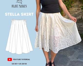 Stella Skirt Sewing Pattern | Midi Maxi Godet Skirt (PDF Download)