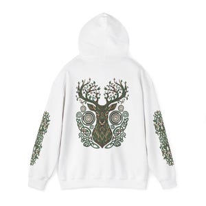 Sudadera con capucha de ciervo del bosque: estampado de astas de árbol en la espalda, diseño Nature Spirit imagen 14