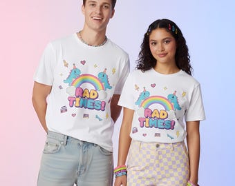 Kidcore Dinosaur T-Shirt | 90s Nostalgia Rainbow Graphic Tee