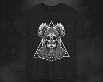 Camiseta de calavera oculta, diseño gótico de Lucifer y la Parca