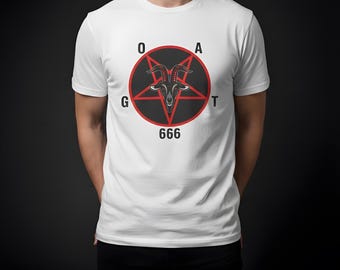 Baphomet Goat Pentagram 666 Unisex T-Shirt, Satanic Occult Goth Metal Clothing, Dark Aesthetic Shirt, Unisex Heavy Cotton Tee