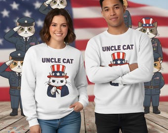 Sudadera unisex de cuello redondo y mezcla pesada Uncle Cat